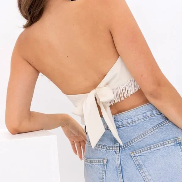 ❌SOLD OUT❌ BAD TO THE BONE FRINGE SCARF TOP - Picture 2 of 3
